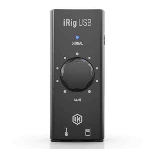 IK Multimedia iRig USB Guitar Audio Interface - 24-bit 48 kHz Music Recording Studio Equipment Include USB C Cable For iPad, Mac And PC, Guitar Accessories, Recording Device
