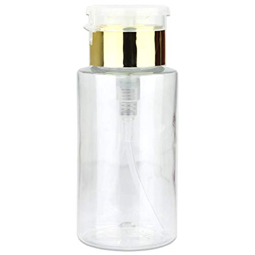 PANA Liquid Push Down Pump Dispenser Empty Bottle with Flip Top Cap (7 Ounce - 1 Bottle, Gold)