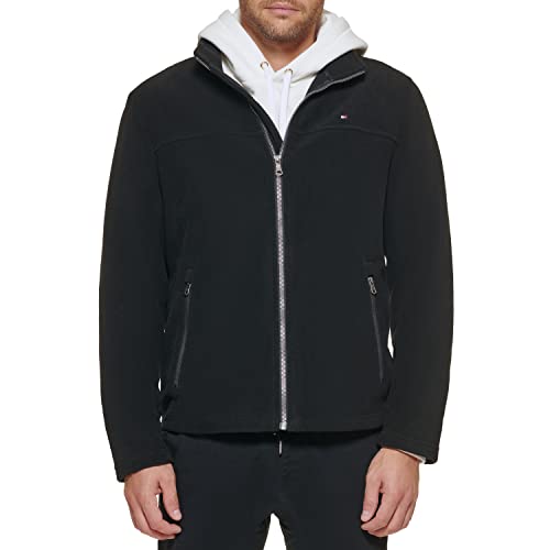 Tommy Hilfiger Men's Classic Zip Front Polar Fleece Jacket, Black, XL