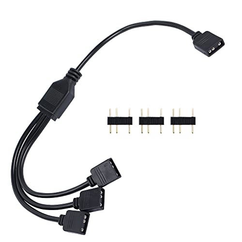 YACSEJAO ARGB Splitter Cable 5V 3Pin Addressable RGB 1 to 3 Splitter Cable with Male Pins for Computer Chassis, CPU Cooler and 5V ARGB Fan