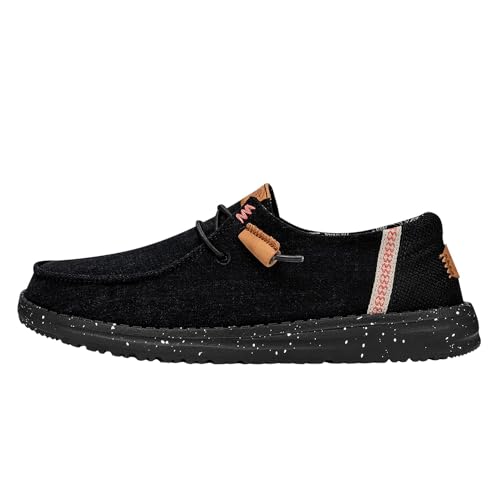Hey Dude Women's Wendy Washed Black Size 9 | Women's Shoes | Women Slip-on Loafers | Comfortable & Light-Weight