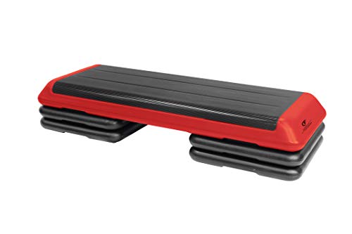 Circuit Fitness Original Aerobic Platform for Total Body Fitness - Health Club Size with Red Platform and 4 Original Black Risers