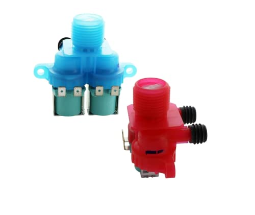 Hot & Cold Water Inlet Valve Replacement For Maytag MVWX600XL1 MVWX600XW0 MVWX600XW1 MVWX600XW2 MVWX655DW0 MVWX655DW1 MVWX655DW2 MVWX700AG0 MVWX700XL0 MVWX700XL1 MVWX700XL2 Washing Machine