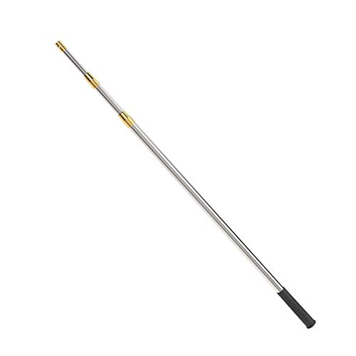 CYFIE 4.8-16.4 Ft Retractable Telescopic Pole, Stainless Steel Fishing Pole with 8mm Screw Spear Head, Capable for Fishing Hook Harpoon (4.8 Feet Extending Pole)
