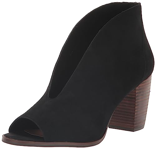 Lucky Brand Joal Peep Toe Bootie, Black Suede, 9
