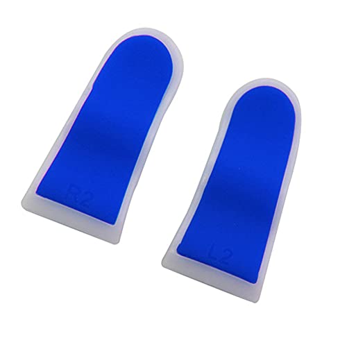 1 Pairs L2 R2 Trigger Extenders Buttons Adjustable Rubber Extended with 2 x Joystick Thumb Stick Grip Case Cover Cap for Playstation 4 PS4 Controller (White-Blue)