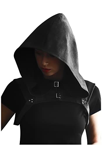 KUOIN Steampunk Rogue Cowl Hat Faux Suede Medieval Gothic Cape Cosplay Men Women