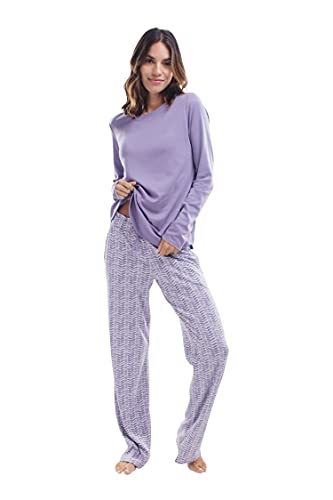 jijamas Incredibly Soft Pima Cotton Women's Pajamas Set - The Periwinkle Herringbone Set LT