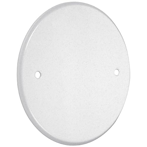 TayMac LPB3325 Flat Blank 5-Inch Round Standard Metallic Wallplate, 3.25 in. Box Mount, White Textured