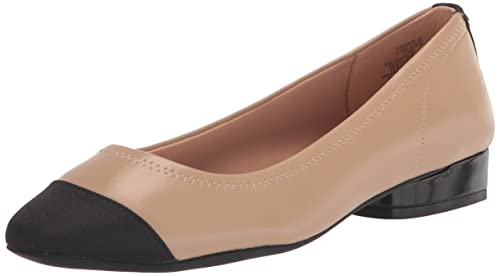 Anne Klein Women’s Carlie Comfortable Ballet Flat, Nude/Black, 8