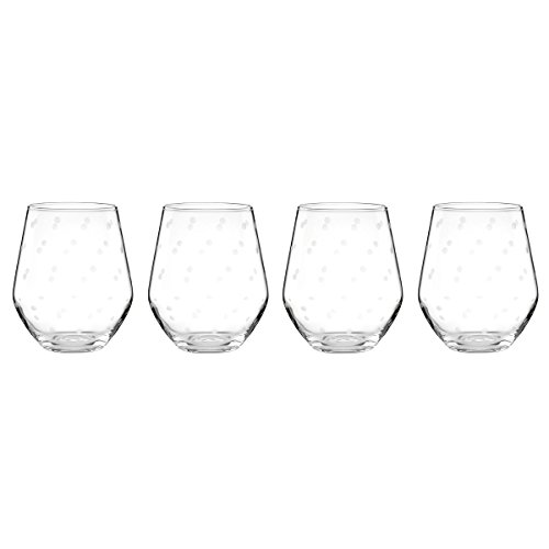 Kate Spade New York Larabee Dot 4-Piece Stemless White Wine Glass Set, 12 fluid ounces