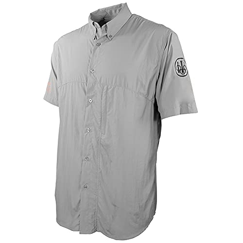 BERETTA Men's Breathable Hunting Sun Protection Short Sleeve Buzzi Shooting Shirt, Light Gray, XXL