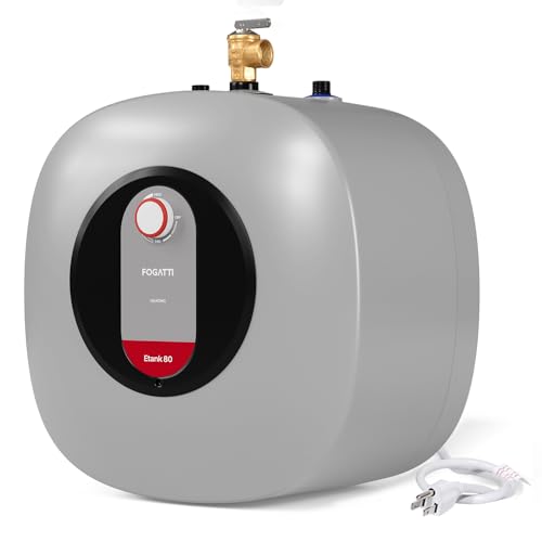 FOGATTI Electric Tank Water Heater, 8.0 Gallon Point of Use Instant Hot Water Heater 120V 1440W, Wall or Floor Mounted, Easy to Install