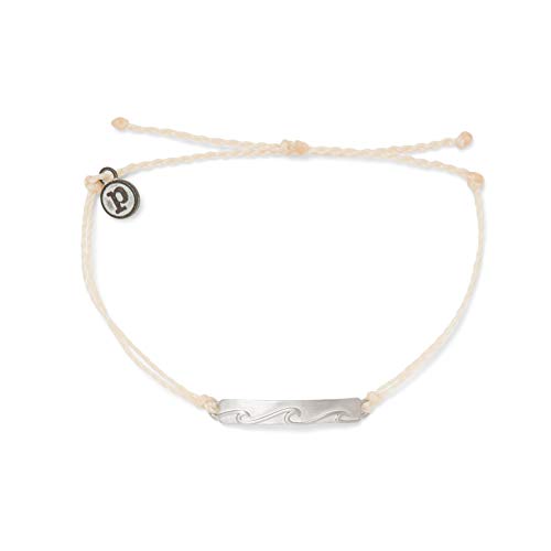 Pura Vida Silver Bar Into the Waves Bracelet - Waterproof, Adjustable - Vanilla