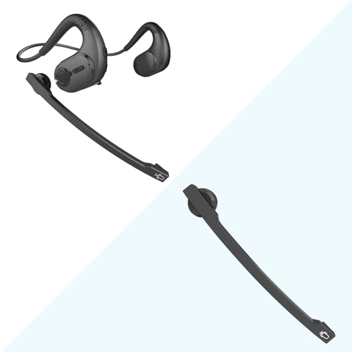 Giveet G9 Black + Mic Boom, Bluetooth 5.3 Headset with Detachable Microphone, DSP Noise Cancelling Wireless Headset for Phone PC Laptop, Open Ear Headphones for Office Home Working Driving Running, 12