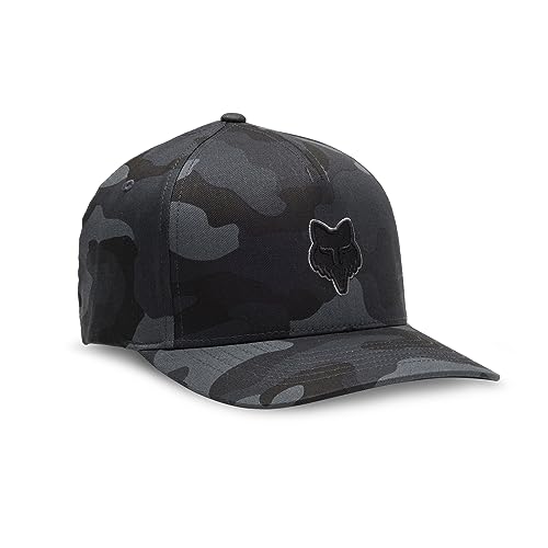Fox Racing Men's Standard Fox Head Flexfit HAT, Black CAMO, Large