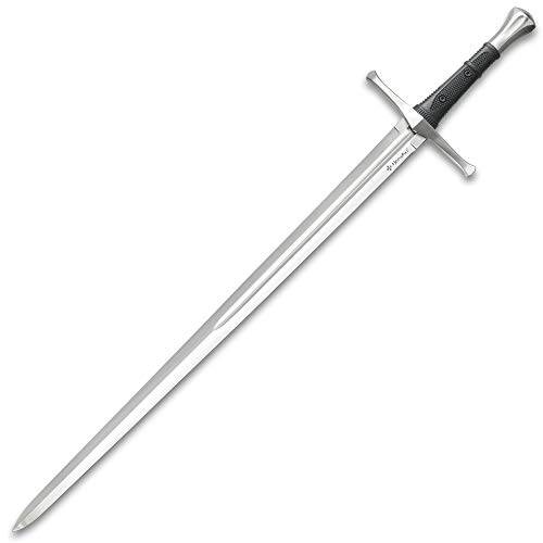 HONSHU Broadsword and Scabbard - 43 1/2' Full Length | 1060 Carbon Steel Blade | Balanced & Lightweight | Rugged TPR with No-Slip Grip | Stainless Steel Pommel | Includes Leather Belt Hanger