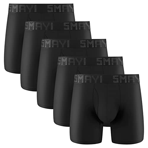 5Mayi Men's Boxer Briefs Fly Front with Pouch Athletic Mens Underwear Performance Boxer Briefs for Men Pack M