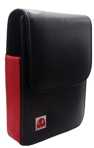Miyoo Mini Plus v2 v3 v4 Real Genuine Leather Case - Uno Bridge Poker Playing Card Single Deck Holder (for Miyoo Mini Plus Black Red)