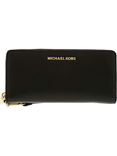 Michael Kors Women's Leather Jet Set Travel Zip Around Continental Wallet No Size ,Scratch-resistant (Black)
