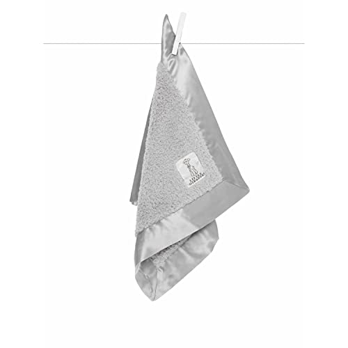 Little Giraffe Baby Blanket - Blanky - Soft Blanket with Satin Trim - Baby Stroller Blanket - Newborn Baby Essentials & Baby Gifts - 14x14 - Silver