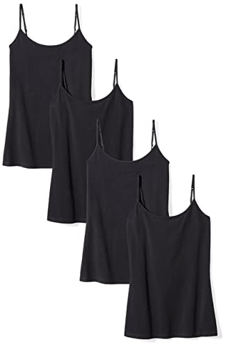 Amazon Essentials Women's Slim-Fit Camisole, Pack of 4, Black, Medium