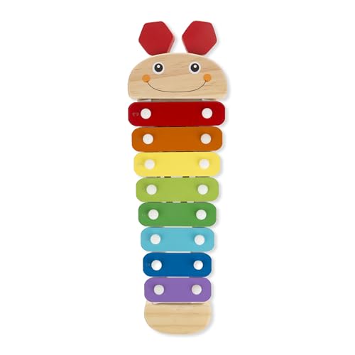Melissa & Doug Caterpillar Xylophone Musical Toy With Wooden Mallets 15.25' x 6.5' x 1.5 - For Toddlers,Ages 3+,Blue