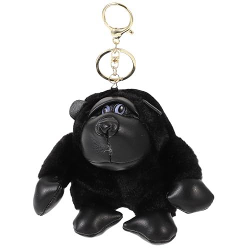 LUOZZY Plush Gorilla Keychain Stuffed Animal Key Rings Cartoon Gorilla Key Holders Bag Key Backpack Hanging Pendant - Black