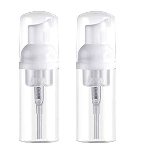 KEAIYYJ Foam Pump Bottle Travel Size Mousse Small Mini Soap Dispensers Foaming Clear Plastic Empty Refillable Containers Lash Shampoo 1.7 oz 2 Pack