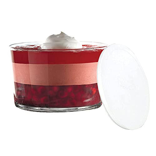 Anchor Hocking Glass Trifle Bowl with Lid, 104 oz Glass Salad Bowl with Plastic Lid