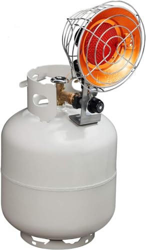 Avenger FBDTP15 Infra-Red Tank Top Outdoor Heater for Use with Propane Gas Tanks for Camping, Patios, and More, Single Burner, 15,000 BTU, Silver