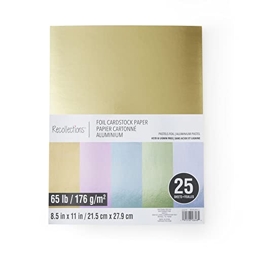 12 Packs: 25 ct. (300 total) Pastel Foil 8.5”; x 11”; Cardstock Paper by Recollections