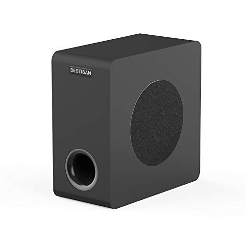 BESTISAN Powered 6.5’’ Home Audio Subwoofer, Deep Bass Response Subwoofers in Compact Design, Easy Setup with Home Theater Systems, TV, Speakers, RCA, Black
