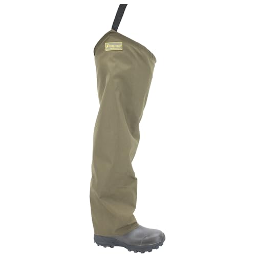 FROGG TOGGS Mens Brush Hogg Heavy-Duty Nylon Bootfoot Hip Wader, Cleated Outsole, Brown, 10