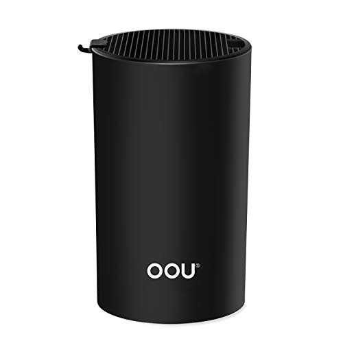 OOU Universal Knife Block Holder - Round Kitchen Knife Storage Unique Slot Design to Protect Blades, Space Saver Knife Organizer Detachable for Easy Cleaning, Black
