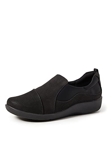 Clarks Women's CloudSteppers Sillian Paz Slip-On Loafer, Black Synthetic Nubuck, 11 M US
