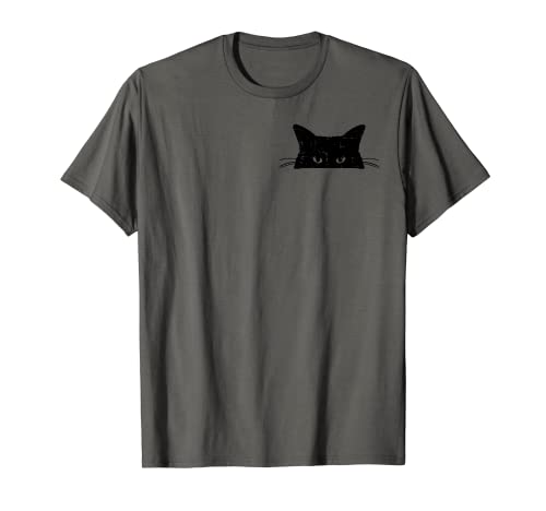 Peeking Black Cat Pocket Cute Men Women Kids Boys Girls T-Shirt
