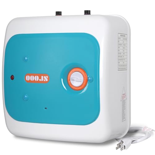 110V-120V 1.5Kw Instant Electric Hot Water Heater Under Kitchen Small Tank 4.0 Gallon,Rv Trailer Instant Fiberglass Point-of-Use,Food Truck 2 PCs 16” Long 1/2”FIP Stainless Steel Water Hose 15L