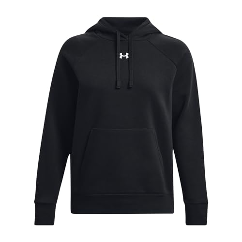 Under Armour Womens Rival Fleece Hoodie , (001) Black / / White , Large