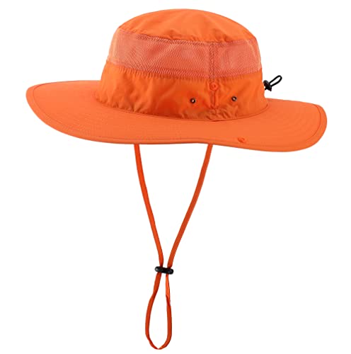 Connectyle Outdoor Mesh Sun Hat Wide Brim Sun Protection Hat Summer Fishing Hunting Hiking Gardenig Hat Orange