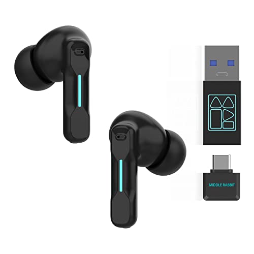 FEDIKER SW4 Wireless Earbuds for PC/Computer/Laptop/Mobile - Dongle & Bluetooth - 30ms Low Latency - 4 Mics PC Earbuds – Gaming - Work Headset - Work Headphones – Hidden Earbuds for Work Office