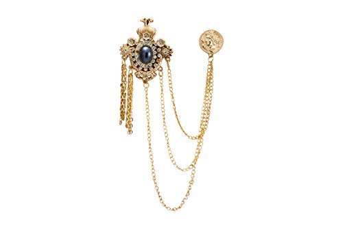 Knighthood Crowned Stone with Gold Engraving Enamel Stone Swarovski Honorary Coin Chains Brooch