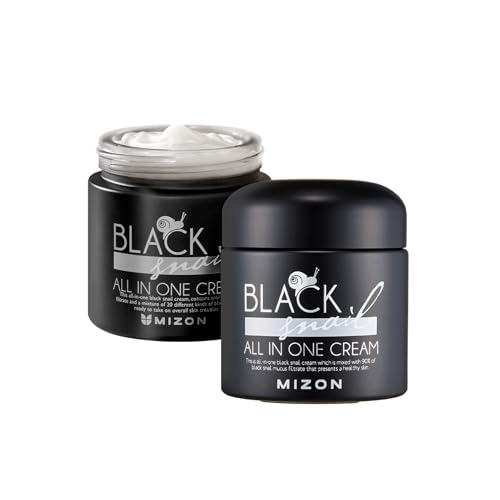 MIZON Black Snail All In One Cream, Premium, Snail Repair Cream, Intensive Care, Korean Skin Care, Facial Moisturizing, Snail Mucin Extract, Wrinkle Care, Firming (75ml / 2.54 fl oz)