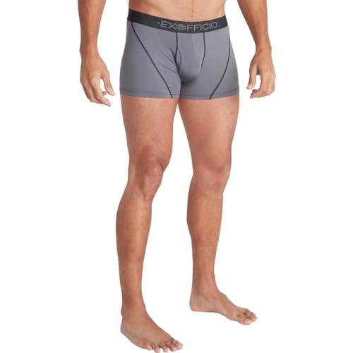 ExOfficio Men's Give-n-Go Sport Mesh 2.0 Boxer Brief 3', Steel Onyx/Black, Medium