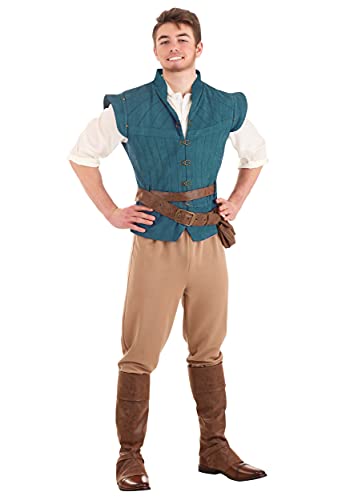 Disney's Tangled Flynn Rider Costume Adult Mens, Official Blue & Tan Hero Explorer Halloween Outfit Medium