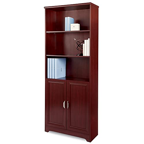 Realspace Magellan 72' H 5-Shelf Bookcase with Doors, Classic Cherry