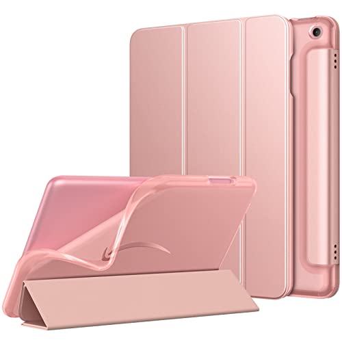 MoKo Case Fits All-New Kindle Fire HD 8 & 8 Plus Tablet (12th Generation-2022 Release) 8', Soft TPU Frosted Colored Back Cover Multi-Angle Slim Smart Shell, Auto Wake/Sleep, Rose Gold
