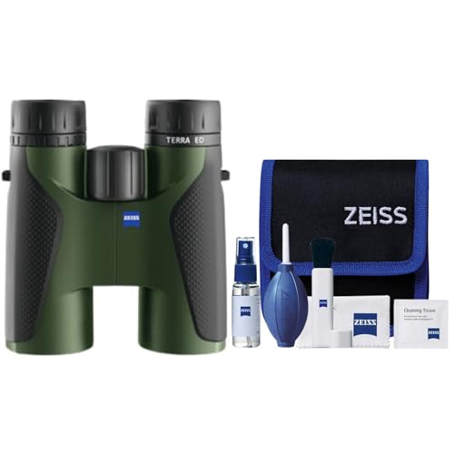 Zeiss Terra ED 8x42 Waterproof Binoculars with Anti-Reflective Coating (Black Velvet/Green/Grey) Fogproof, Lightweight, and Crystal Clear Images Bundle with Lens Cleaning Kit (2 Items)