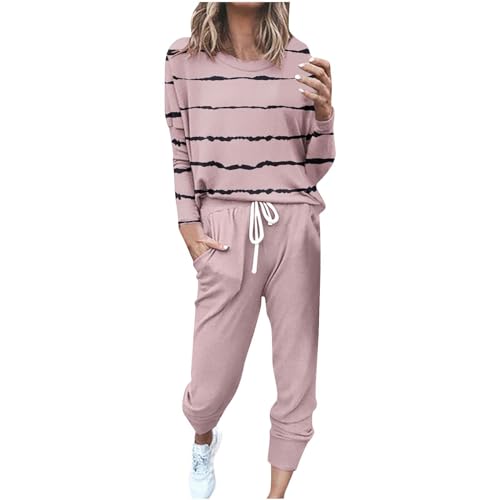 Gamivast The Cyber Deals Monday Deals, Two Piece Loungewear Sets for Women Long Sleeve Fall Tracksuits Casual Jogging Sweatsuit 2 Piece Stripe Fall Sets,The Black Deals Friday 2023