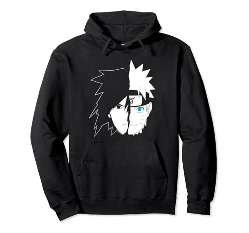 Naruto Shippuden Naruto Sasuke Split Face Pullover Hoodie